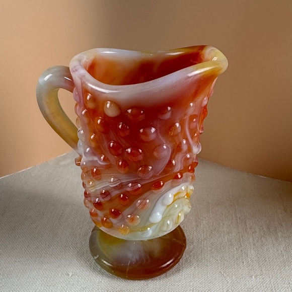Other - Vintage Kanawha Glass small Pitcher, Orange Hobnail glass